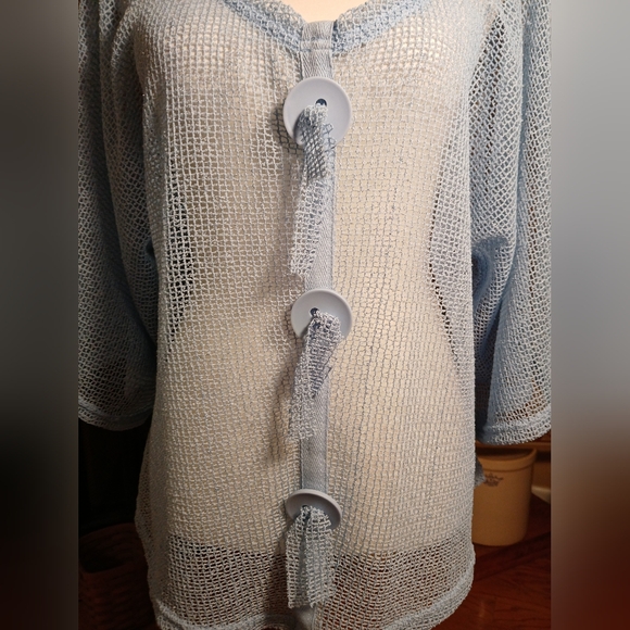 Simply Noelle Mesh Jacket In Periwinkle Blue With Buttons - Picture 2 of 6